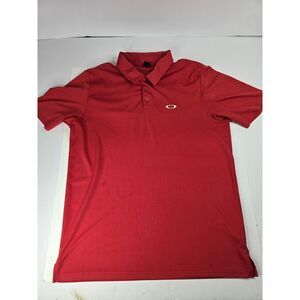 Oakley Polo Shirt Mens Large Regular Fit Golf Red Classic Comfy Casual Polyester